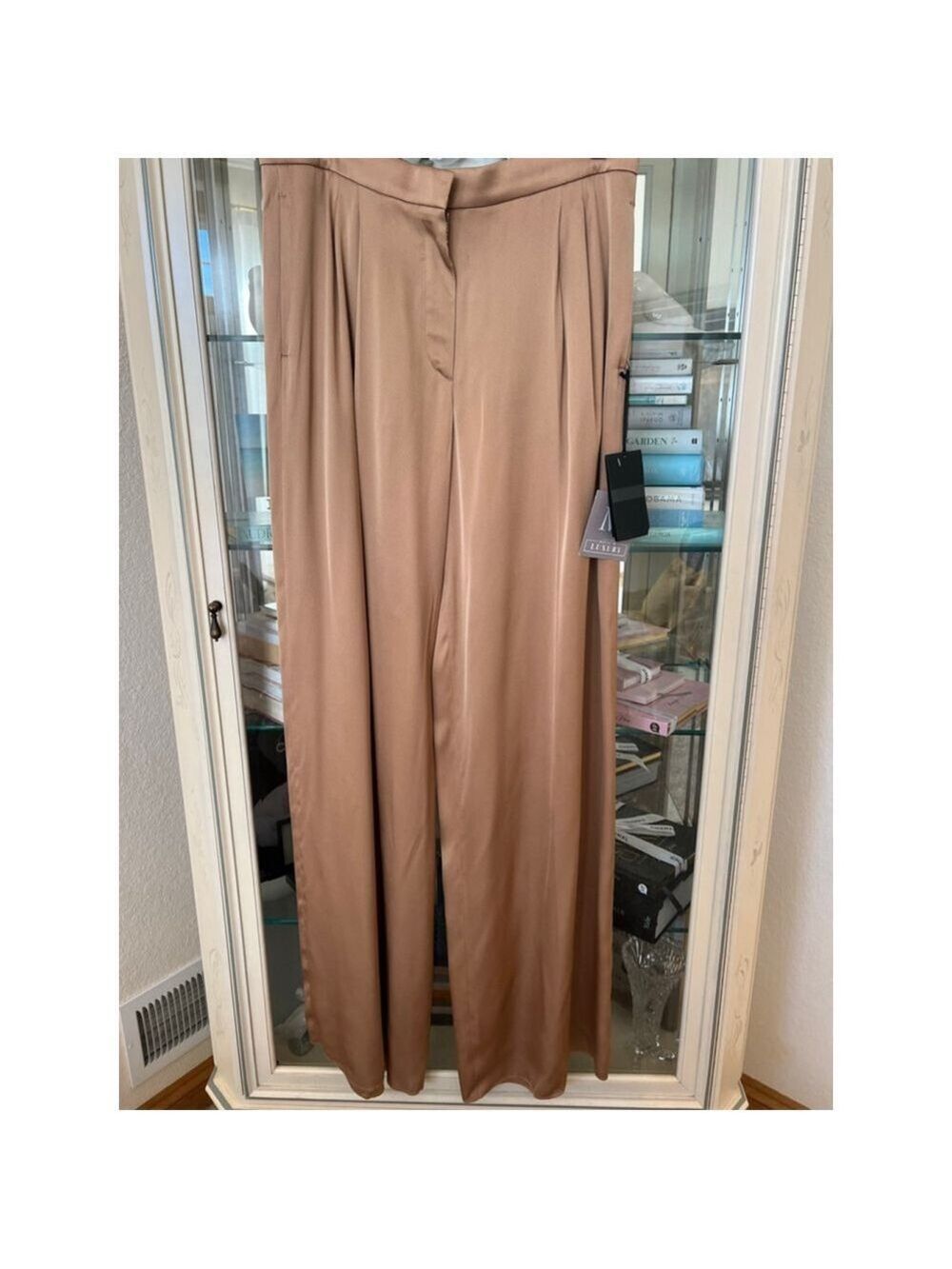 NWT Women's ROCHAS Gold Silk Trousers Size 8